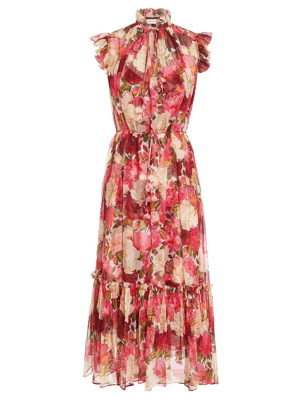 Wonderland Flutter Dress Pink Peonies Online | Zimmermann