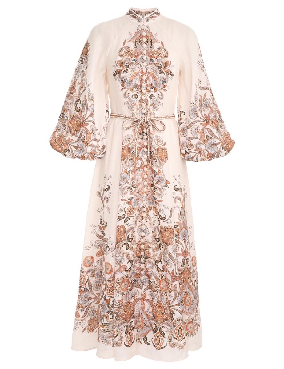 Devi Billow Long Dress Ivory Paisley Online | Zimmermann