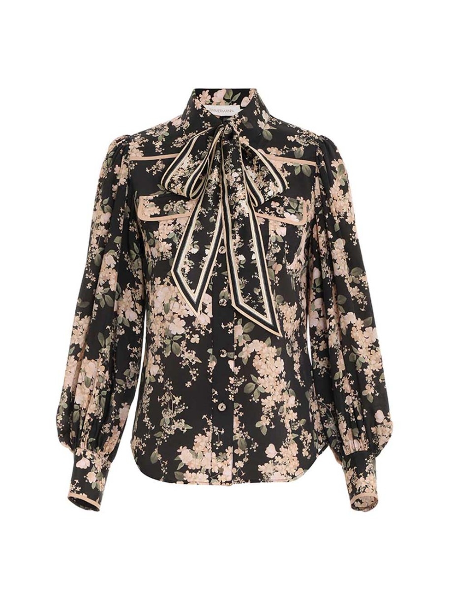 Buttoned Shirt Black Ivory Floral Online | Zimmermann