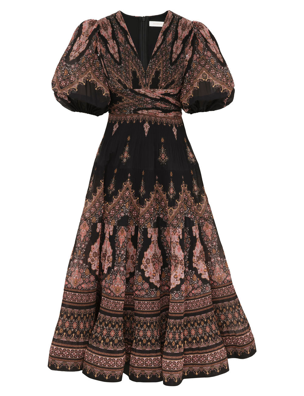 Pleated Midi Dress Black Paisley Online | Zimmermann