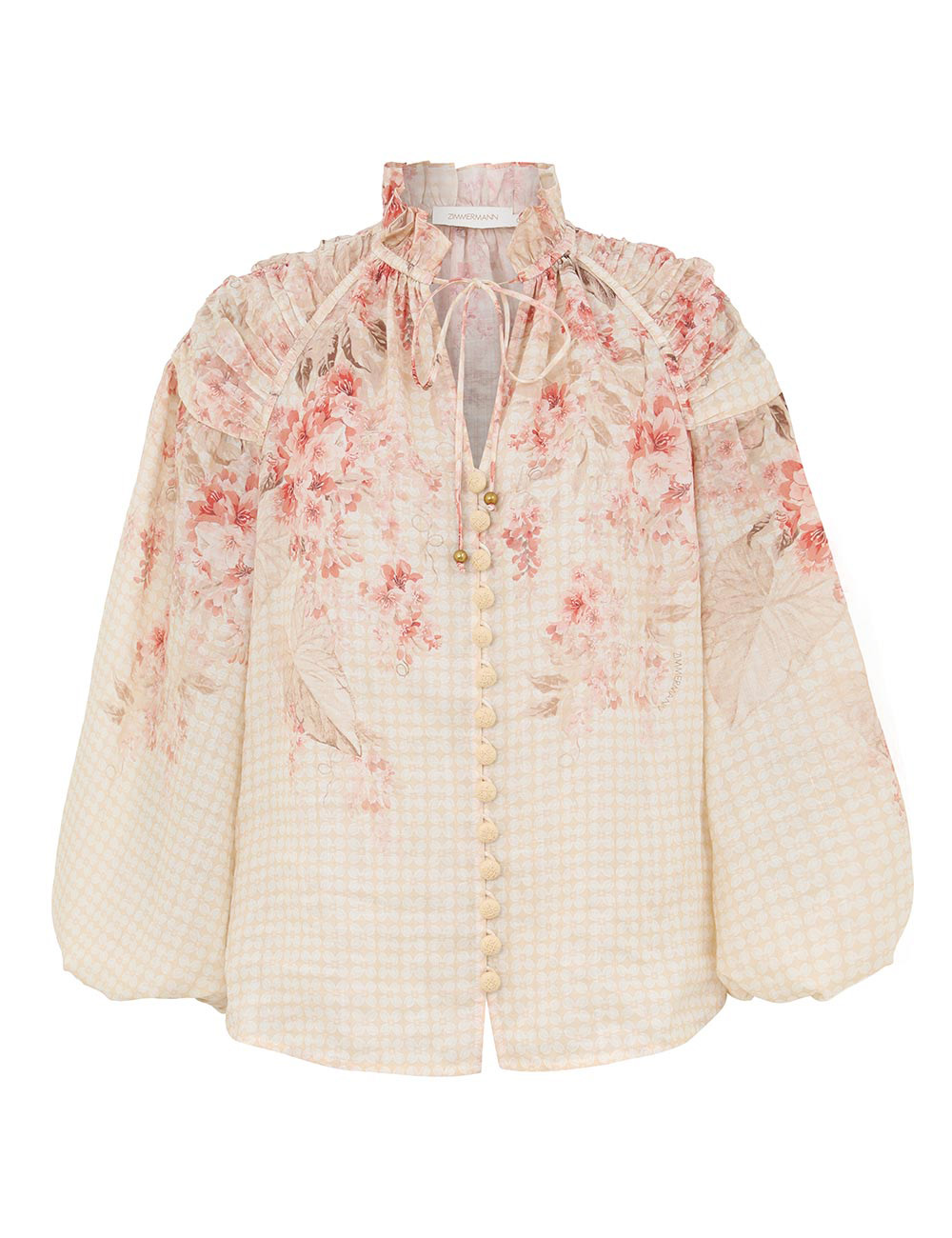 Illuminate Billow Blouse Coral Floral Online | Zimmermann