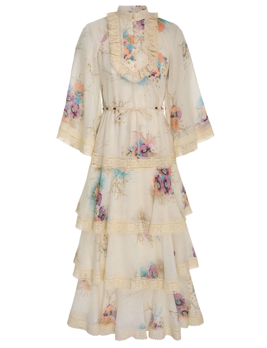 Jude Lace Trim Midi Dress Bright Floral Online | Zimmermann