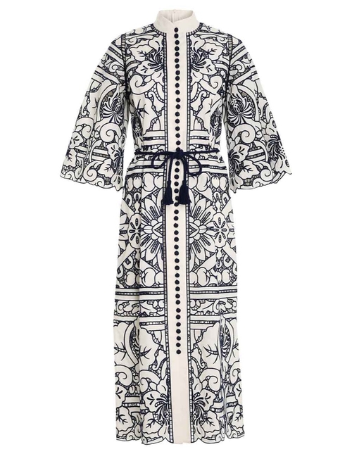 Lyre Embroidered Shirt Dress