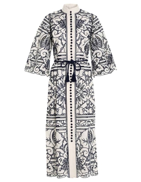 Lyre Embroidered Shirt Dress