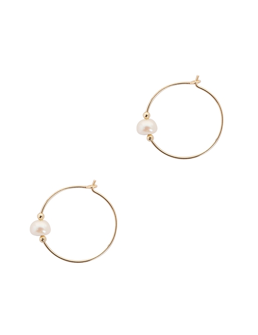 Small Hoop Pearl Earrings
