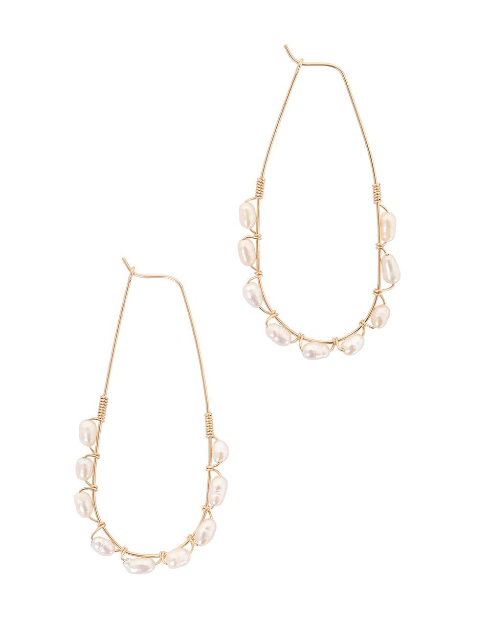 Long Wrap Pearl Hoops