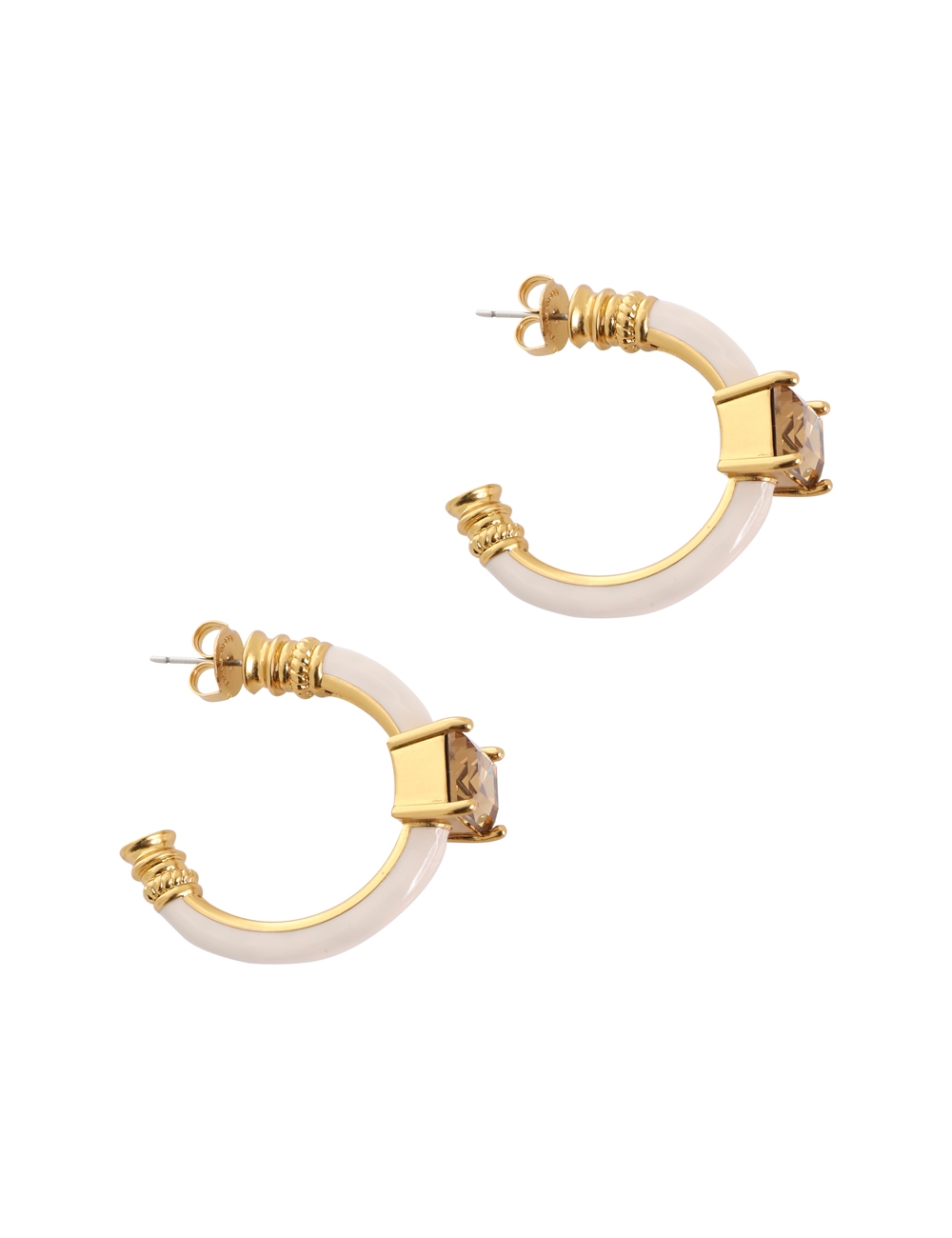 Enamel Crystal Hoop Earrings