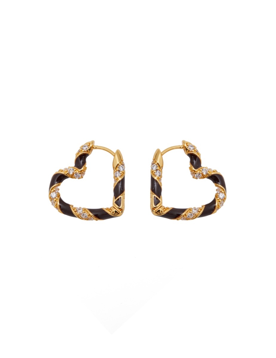 Candy Stripe Pave Heart Hoops