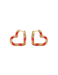 Candy Stripe Pave Heart Hoops
