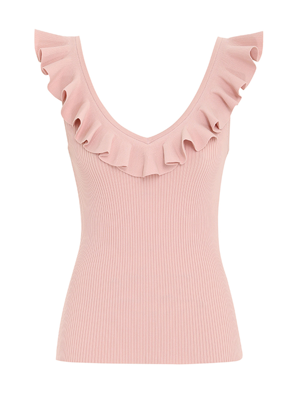 Chintz V-Neck Frill Tank