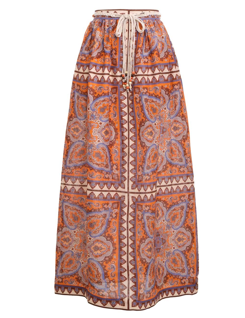 Halcyon Maxi Skirt Blue/Orange Paisley Online | Zimmermann