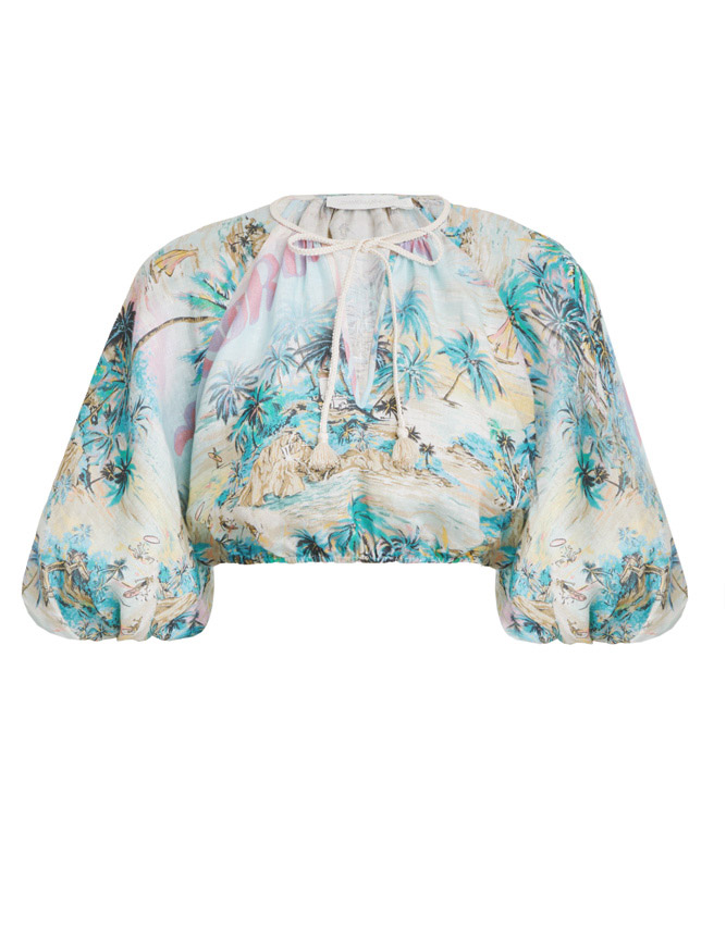 Vacay Puff Sleeve Crop Top