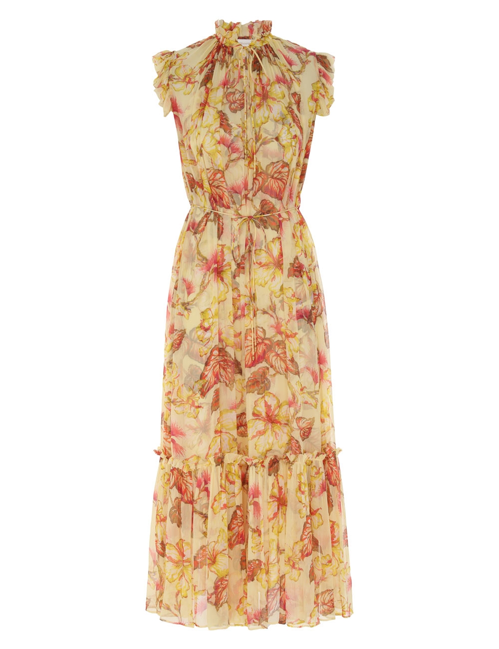 Matchmaker Flutter Midi Dress Yellow Hibiscus Online | Zimmermann