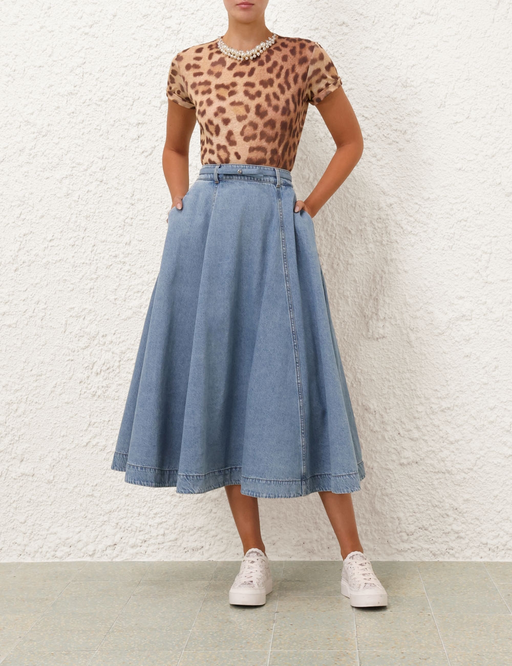 Crush Denim Full Midi Skirt Blue Moon Online | Zimmermann