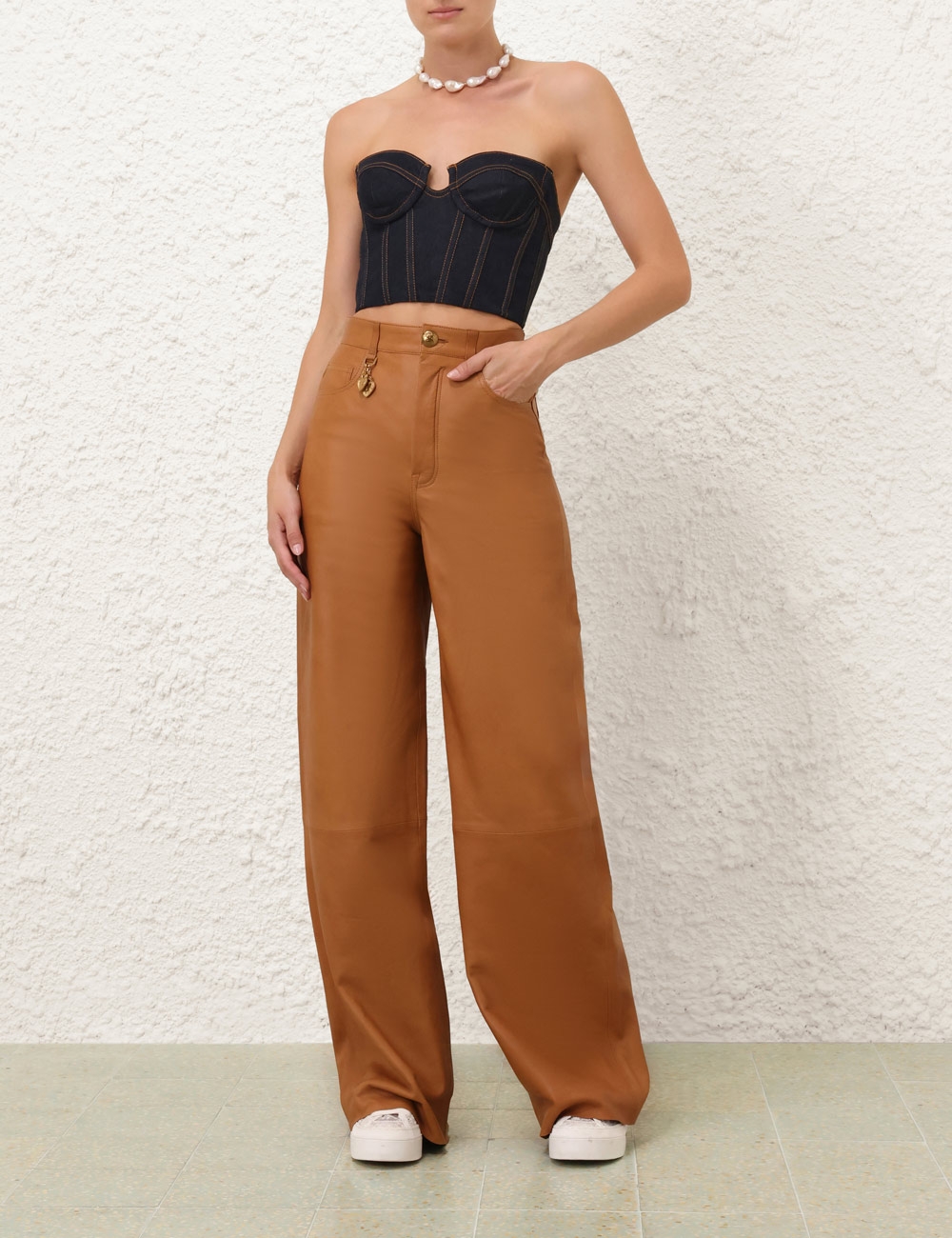 Crush Tuck Wide Leg Pant Black Online | Zimmermann