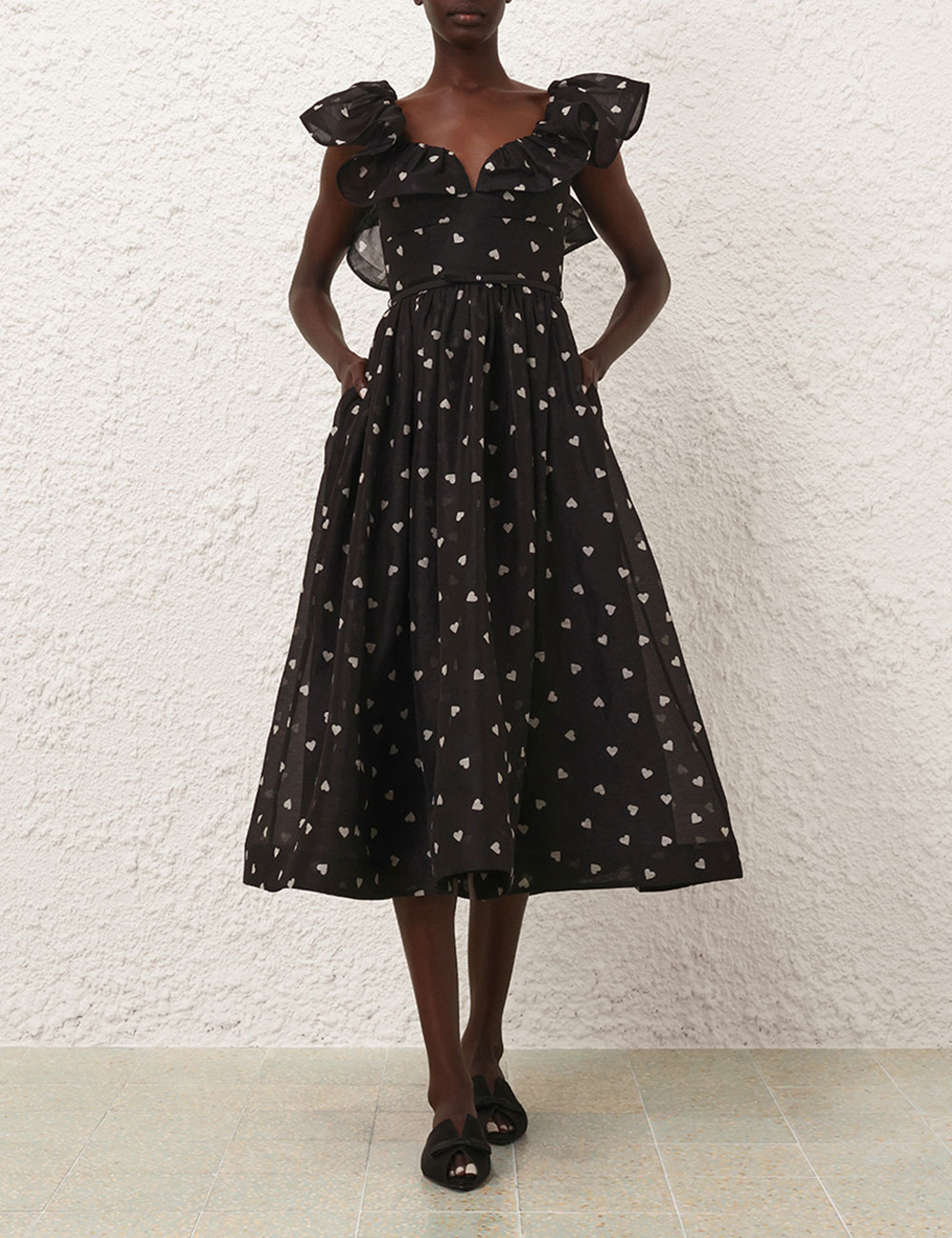 Crush Picnic Midi Dress Black Online | Zimmermann