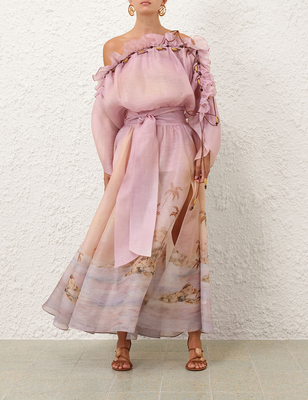 Dawning Ruffle Maxi Dress Lilac Seascape Online | Zimmermann