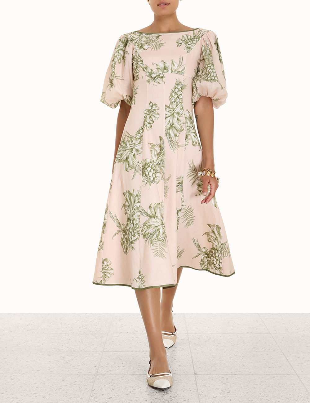 Empire Long Dress Blush/Khaki Online | Zimmermann