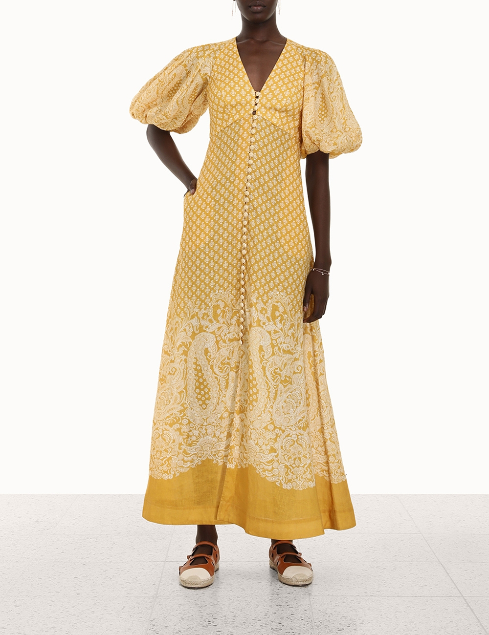 Jude Lace Trim Midi Dress Bright Floral Online | Zimmermann