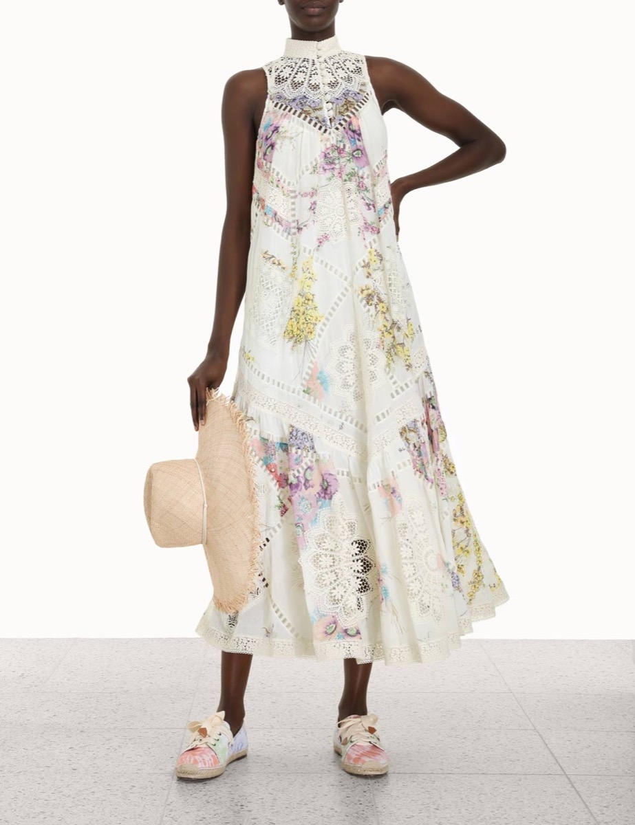 Jude Lace Trim Midi Dress Bright Floral Online | Zimmermann