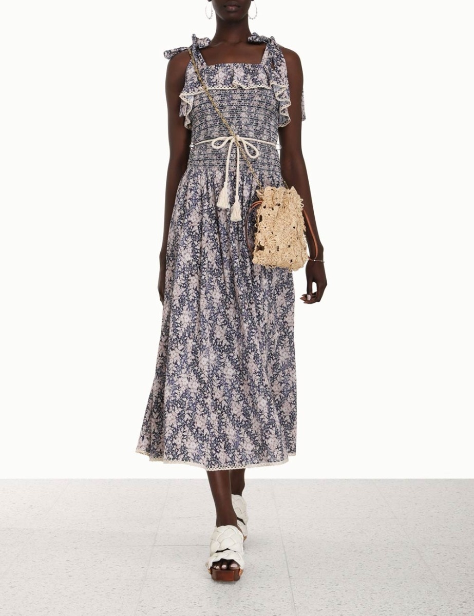 Vitali Shirred Midi Dress