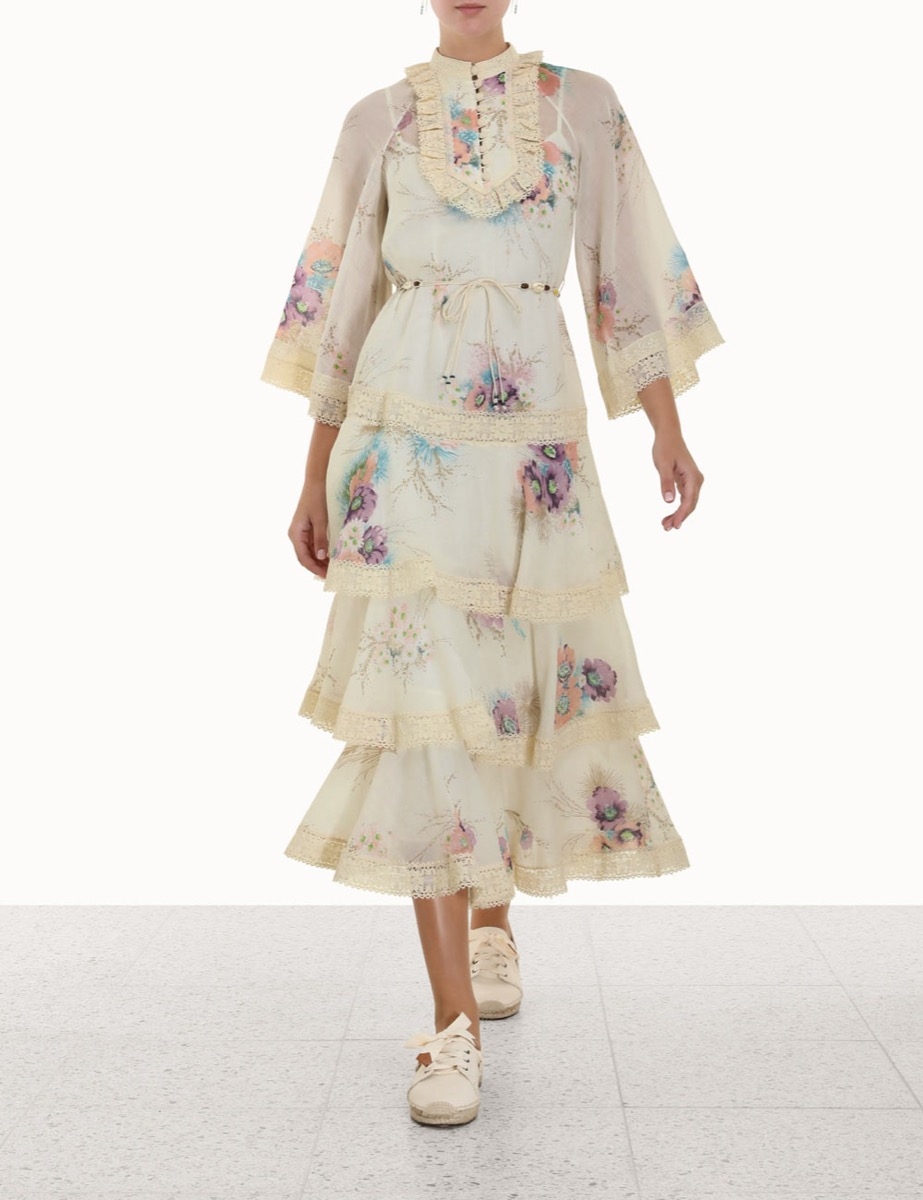 Jude Lace Trim Midi Dress Bright Floral Online | Zimmermann