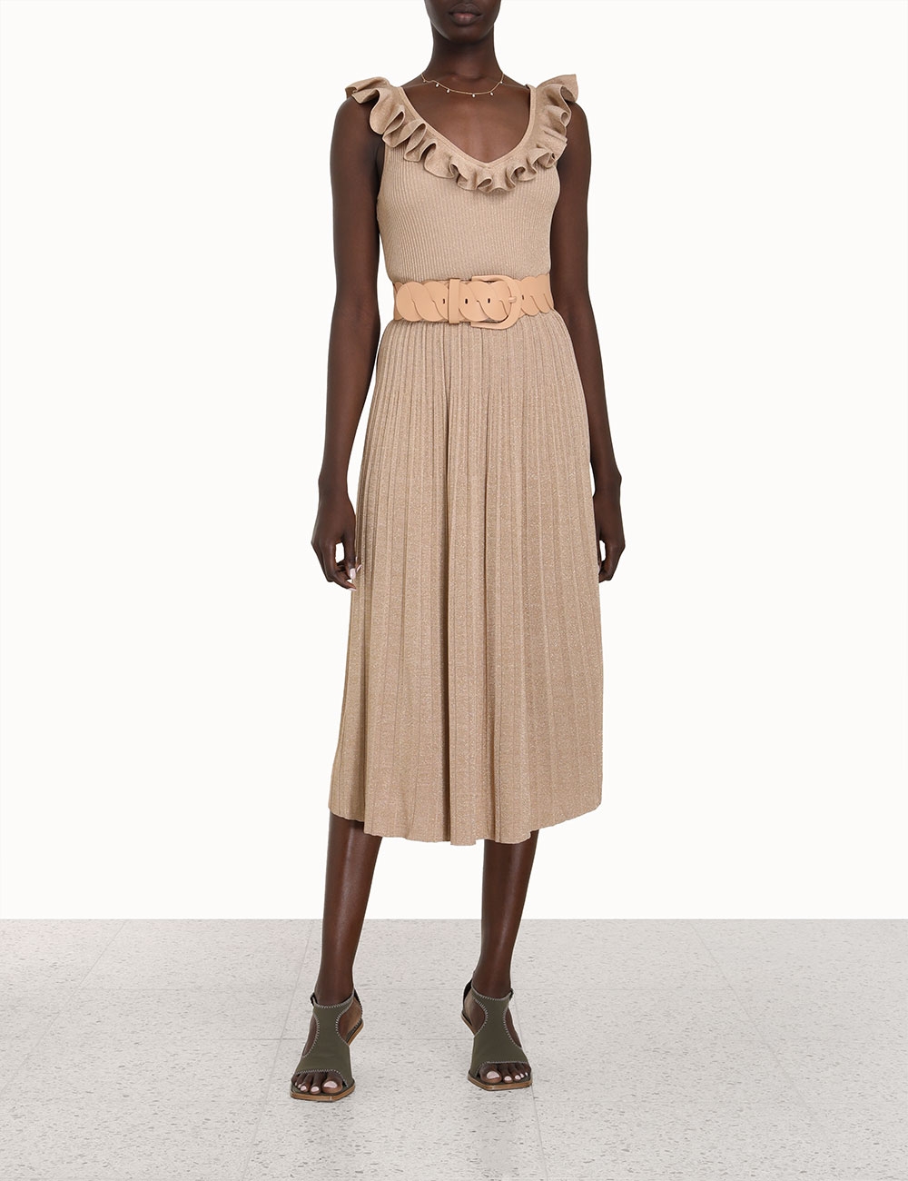 Clover Lurex Rib Midi Skirt