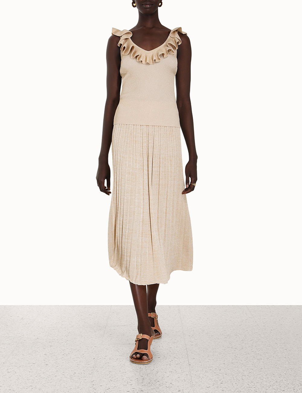 Devi Lurex Rib Midi Skirt