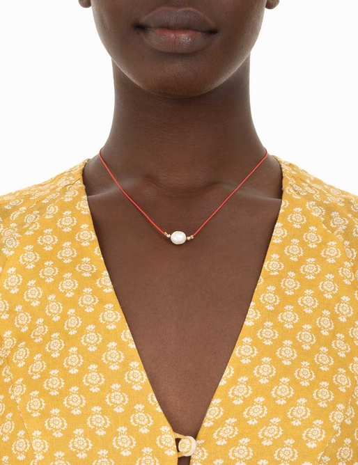 Signet Pearl Cord Necklace