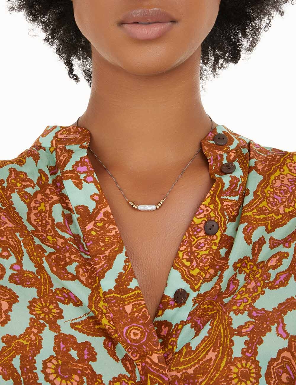 Long Pearl Corded Necklace