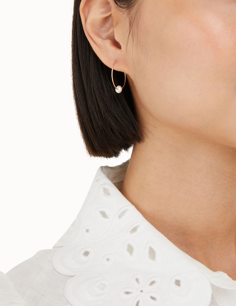 Small Hoop Pearl Earrings