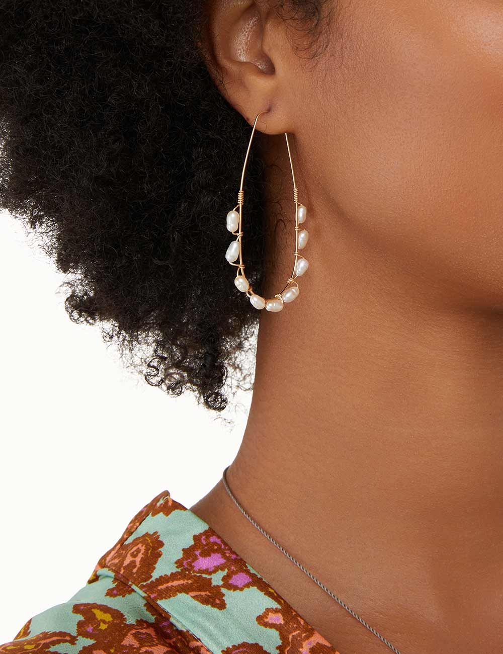Long Wrap Pearl Hoops