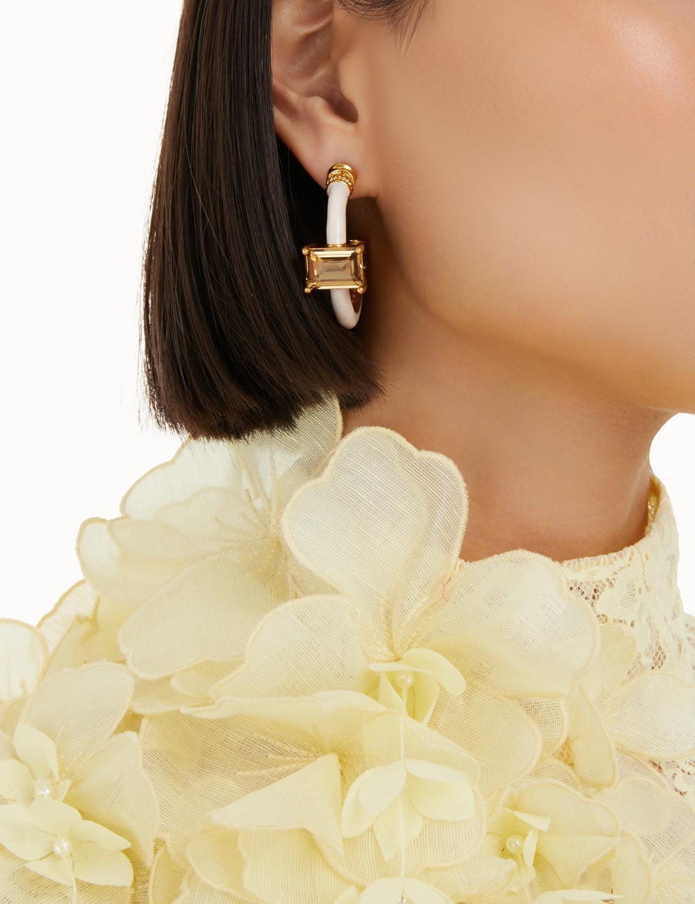 Enamel Crystal Hoop Earrings