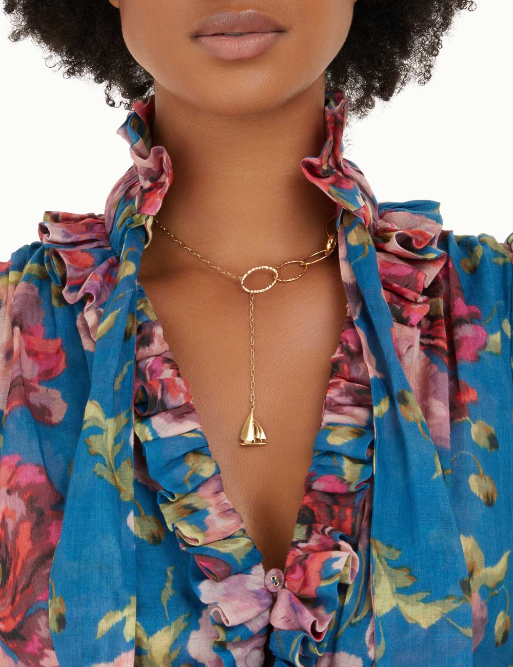 Chain and Boat Charm Necklace