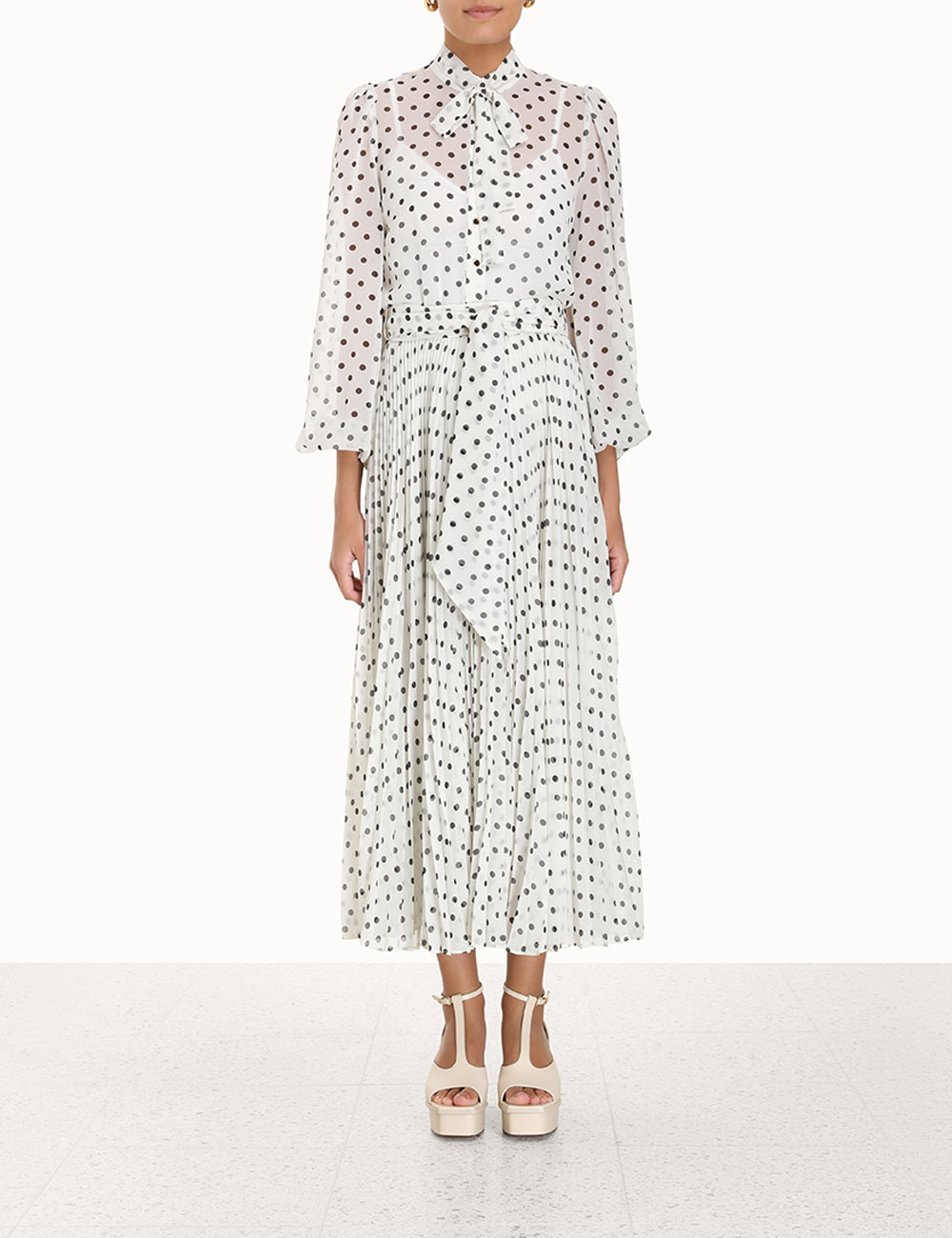 Pleated Sunray Midi Skirt
