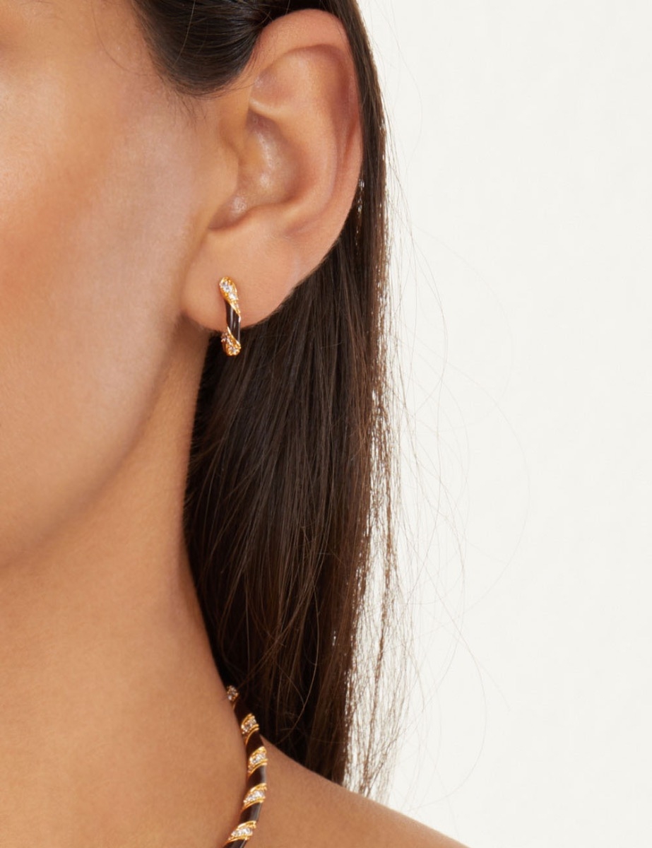 Candy Stripe Pave Hoops