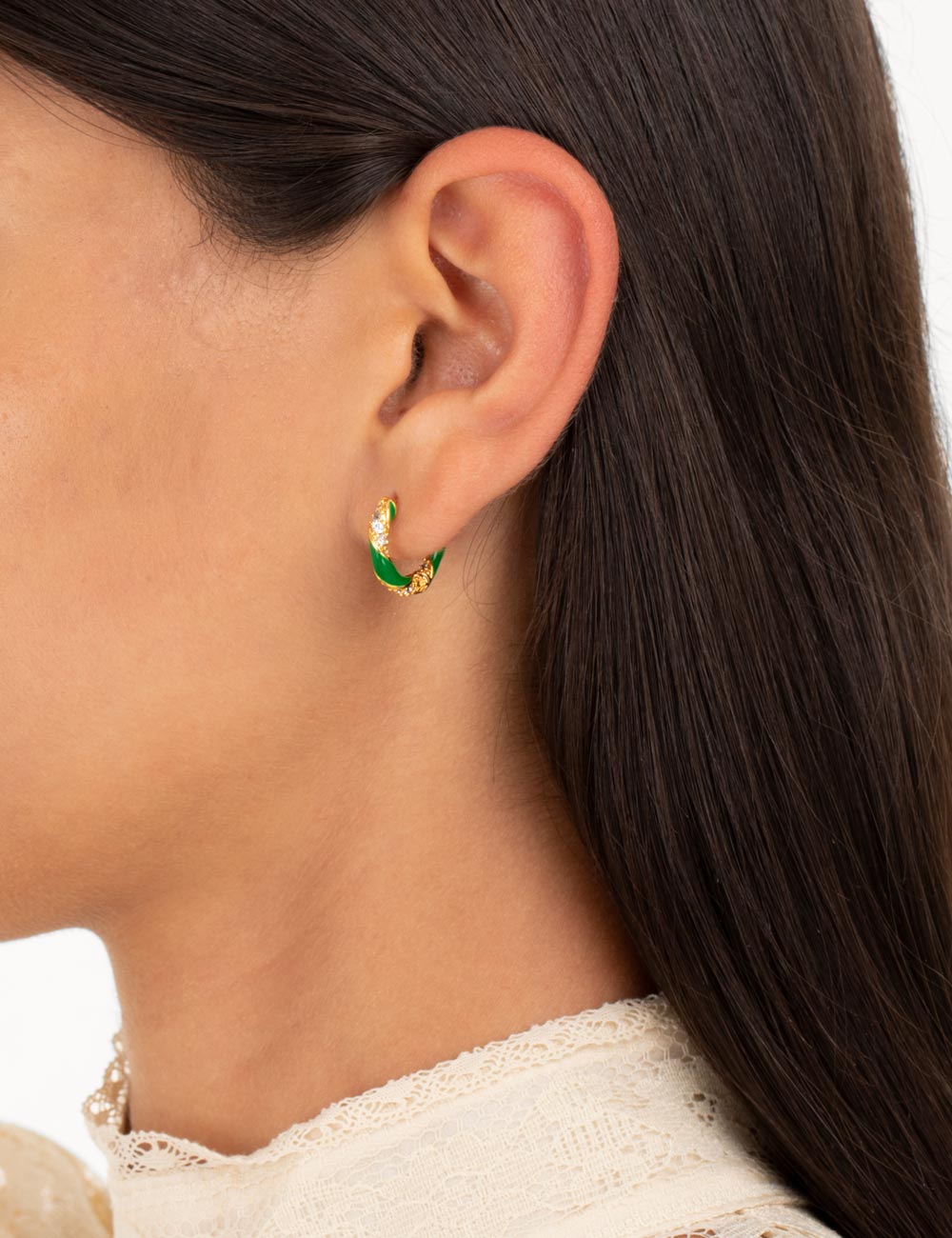 Candy Stripe Pave Hoops
