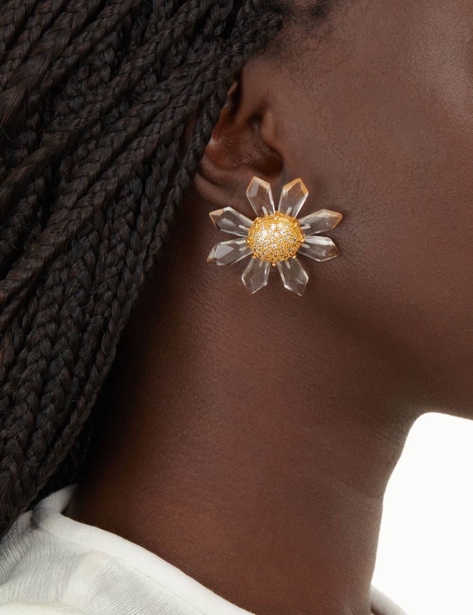 Quartz Sunflower Earrings