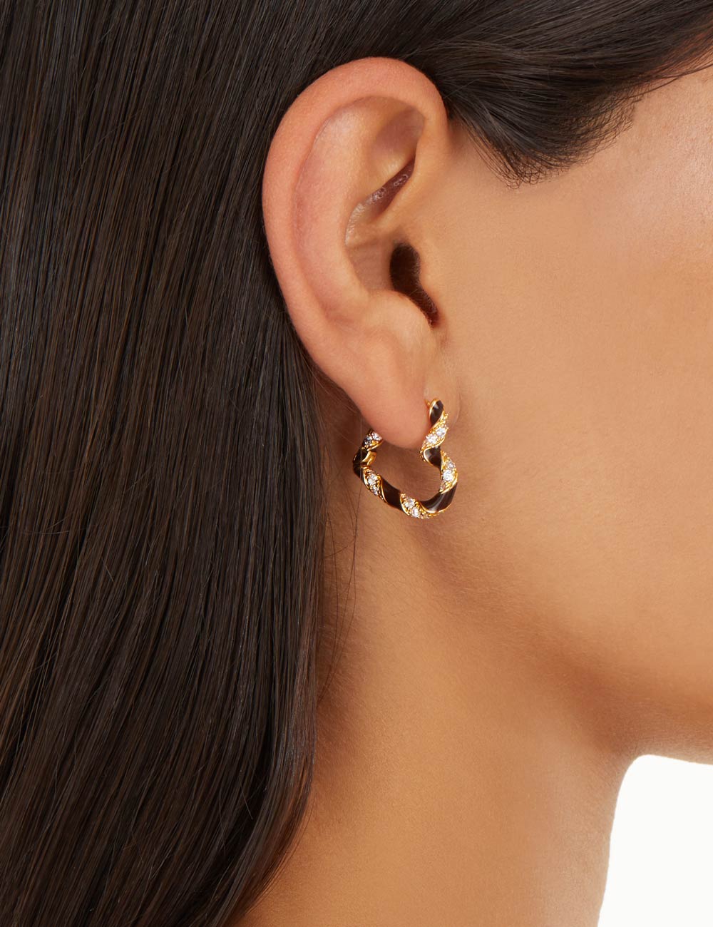 Candy Stripe Pave Heart Hoops