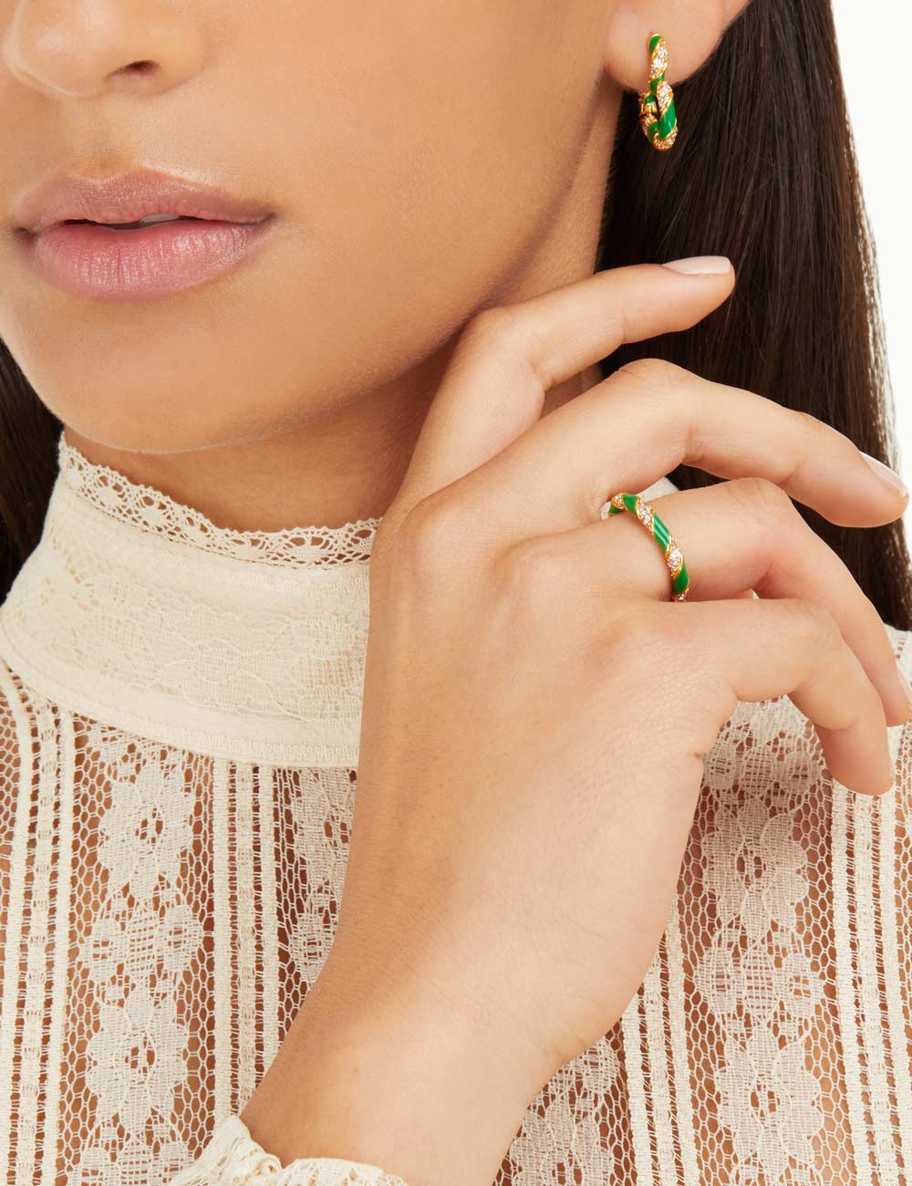 Candy Stripe Pave Ring