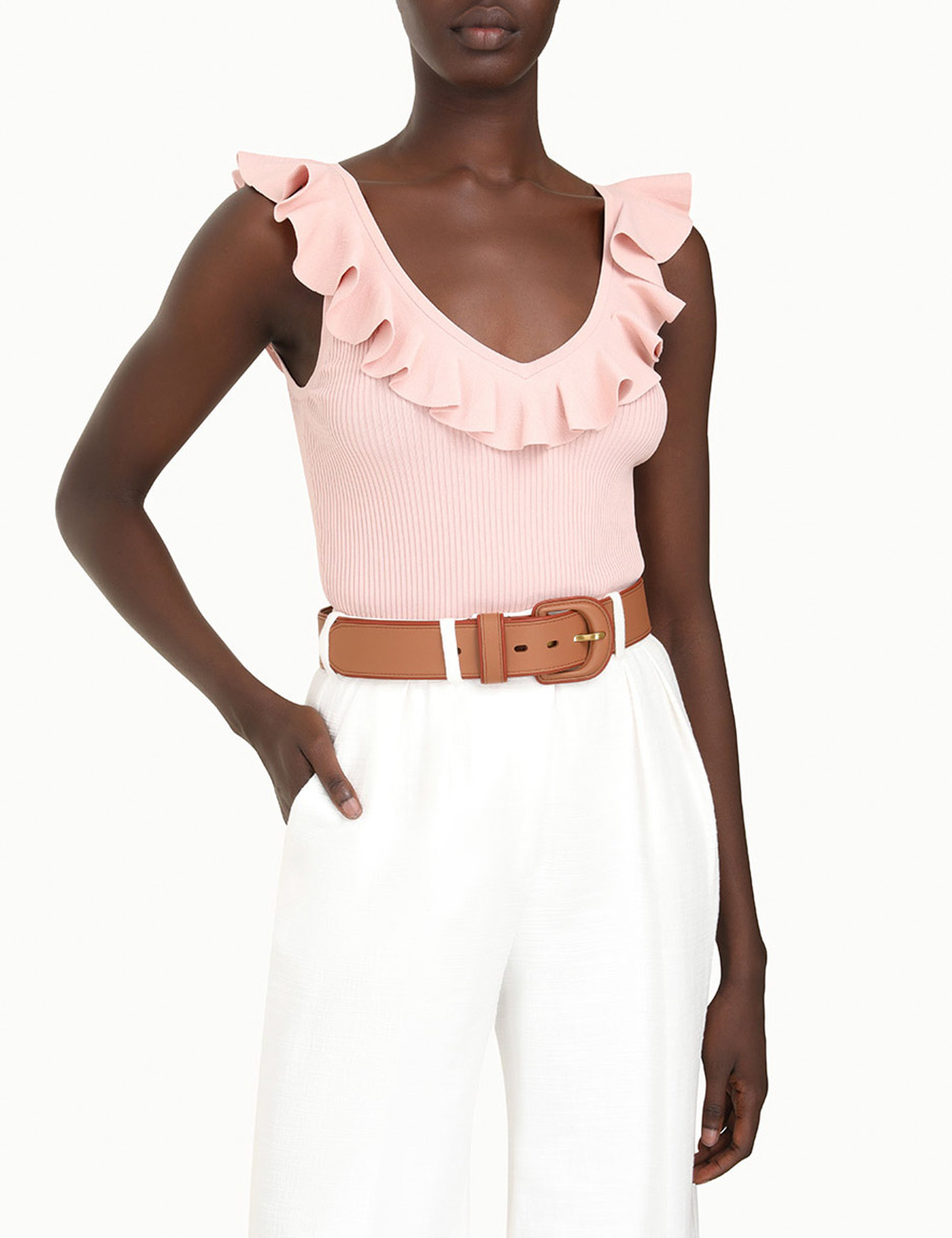 Contrast Leather Waist Belt