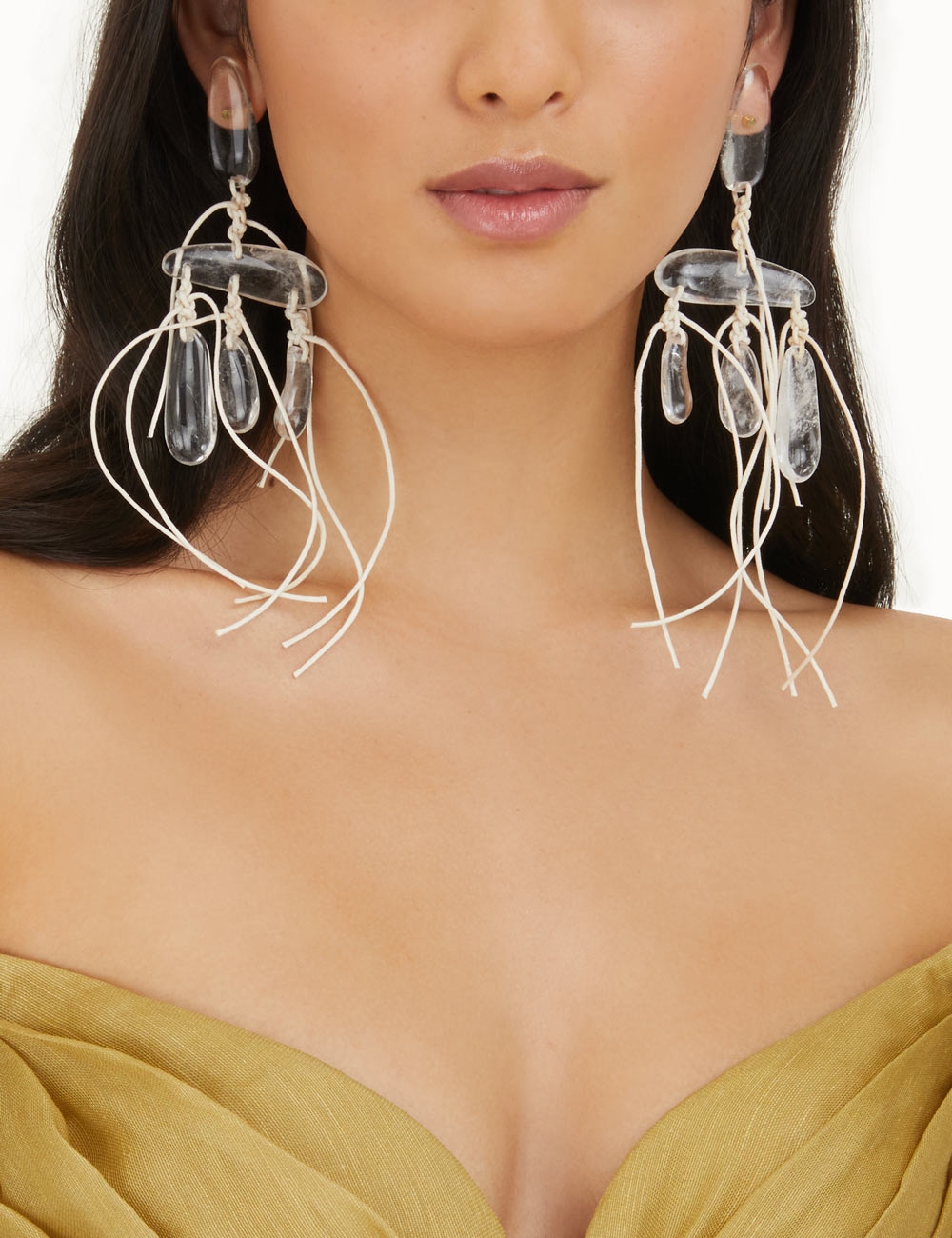 Crystal Tied Rocks Earrings