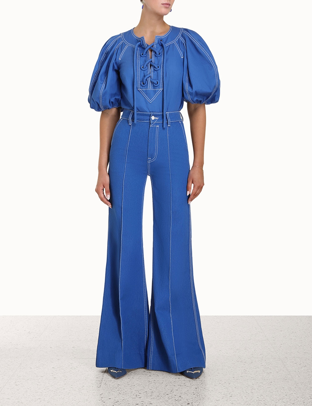 High Tide Denim Tie up Blouse 