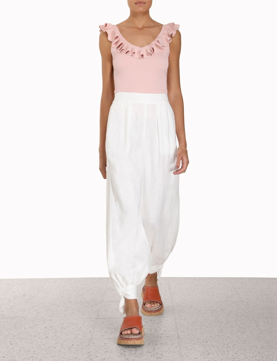 Chintz V-Neck Frill Tank