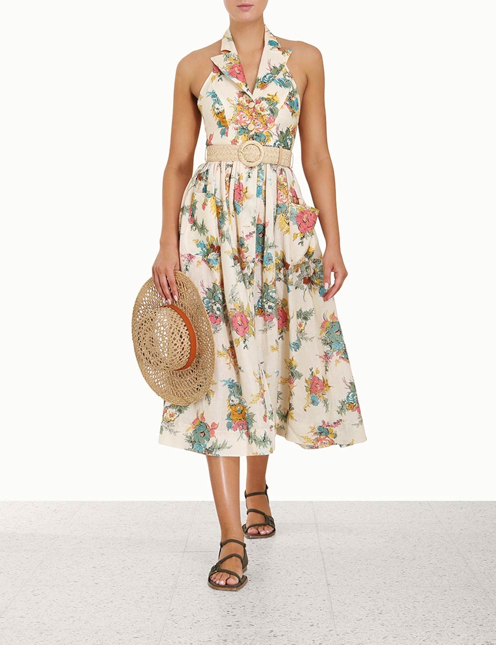 NUOVO con etichetta < 70% Off > Zimmermann Ballerina Tie Neck Midi Dress US$ 995 
