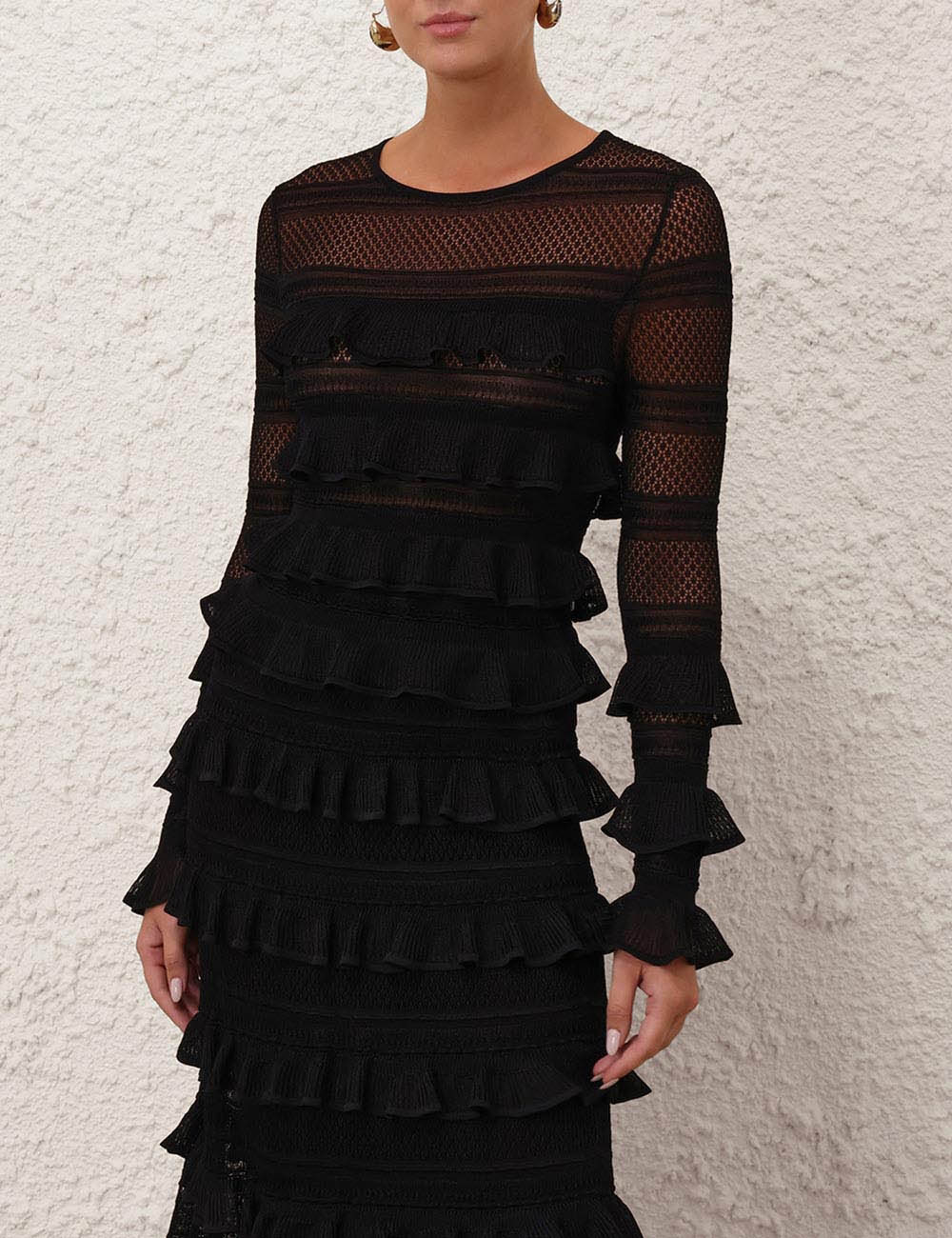 Illuminate Frilled Top Black Online | Zimmermann