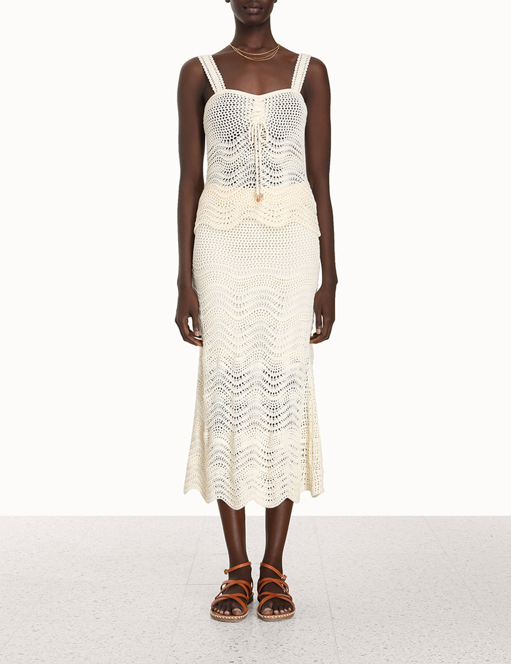 Devi Textured Knit Skirt Cream Online | Zimmermann