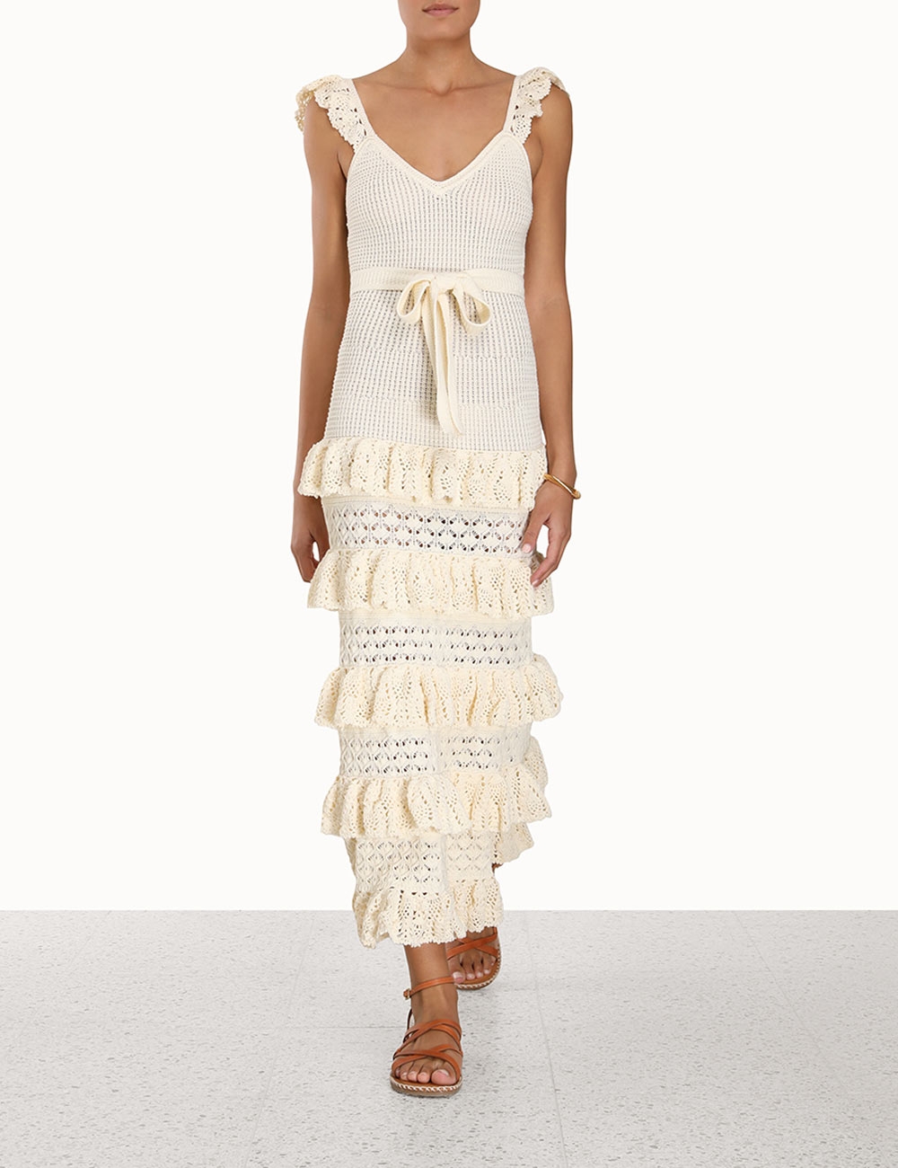 Halcyon Lacy Frill Midi Dress