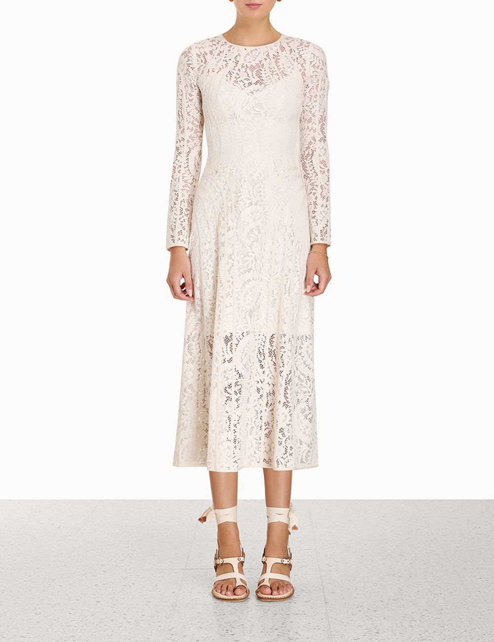 Devi Panelled Lace Midi Dress