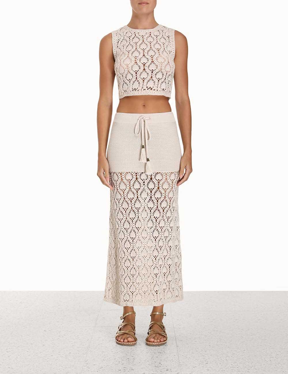 Ginger Hand Crochet Midi Skirt